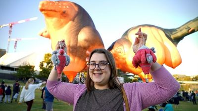 Skywhale superfans turn out in droves to see giant balloon animals rise above Adelaide