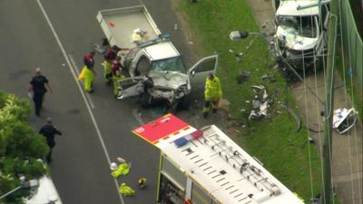 Two critically injured in head-on smash between police van and ute in Caboolture