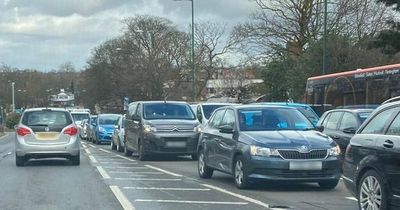 Reason major Nottingham city centre road is closed causing tailbacks