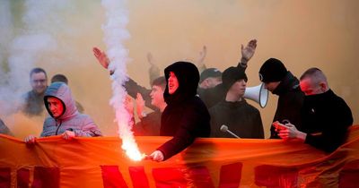 Motherwell fans roar Scottish Cup hopefuls on at training with huge banner and flares