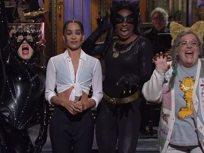Zoe Kravitz meets fellow Catwoman stars in ‘perfect’ Saturday Night Live opening monologue
