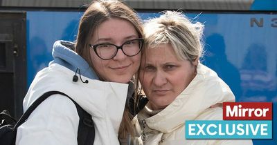 Terrified Ukrainian mum and daughter escape to Poland after hometown is hit by airstrike