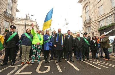 Irish premier voices support for Ukraine at St Patrick’s Day parade in London