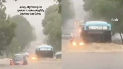 A Syd Bus Driver Is Being Investigated After A TikTok Showed Them Trying To Fang It Thru Floods