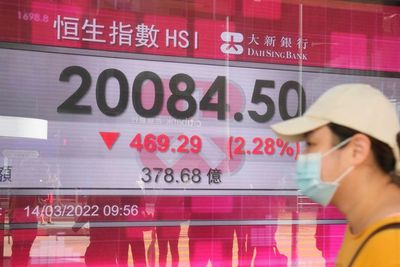 Asian stocks mixed, oil falls as Russian attacks intensify