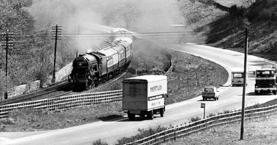 The Flying Scotsman, the world's most famous steam engine, in the North East 40 years ago