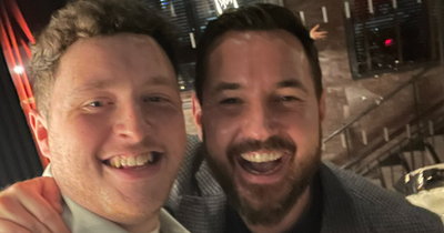 Scots comedian Paul Black has fans in stitches as he poses with 'shy fan' Martin Compston