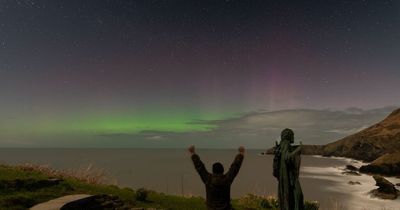 Images of the Northern Lights captured during rare sighting in Wales