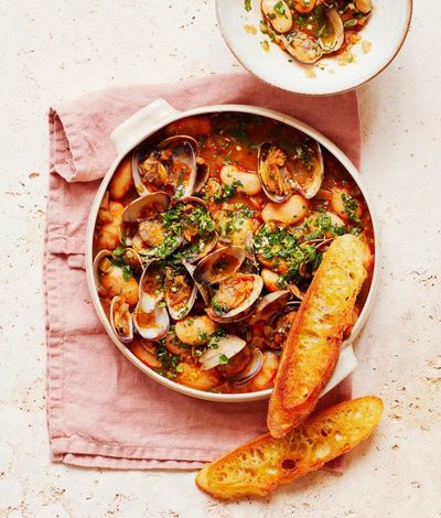 Thomasina Miers’ recipe for smoky clams and butter beans