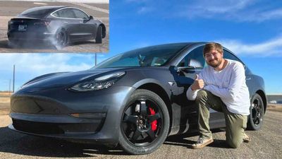 Track Drifting Model 3 On Space Saver Tires: Someone Had To Do It