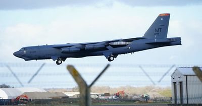 Watch as bombs loaded on USAF B52 bomber before mission