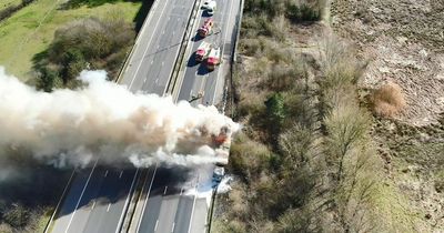 M1 reopens hours after lorry fire shut road in both directions between junction 23 and junction 23a