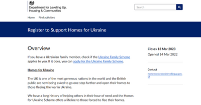More than 43,000 British households offer to take in Ukrainian refugees