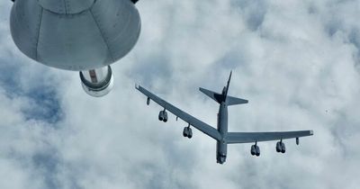 Watch huge USAF B52 refuelled in mid-air as KC135 crew ask: Is he above us or below us?