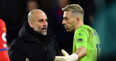 What Pep Guardiola said to Crystal Palace goalkeeper during 'heated exchange' after Liverpool title boost