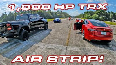 1,000+ HP Tesla Plaid & Ram TRX Race Toughest Rivals At Airstrip