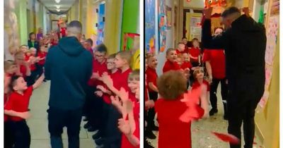 Cliftonville cup final star Joe Gormley touched to receive hero's welcome at Holy Cross Boys