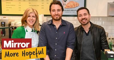 Kate Garraway and Martin Compston help launch coffee shop that's fighting homelessness