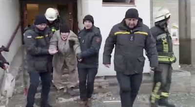 Downed missile hits Kyiv apartment block, kills one