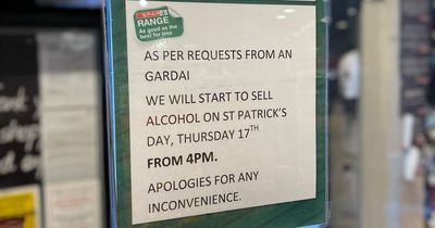 Some Irish shops won't sell alcohol until 4pm on St Patrick's Day due to a 'request from gardai'