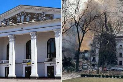 Devastating pictures show before and after of Mariupol theatre attack