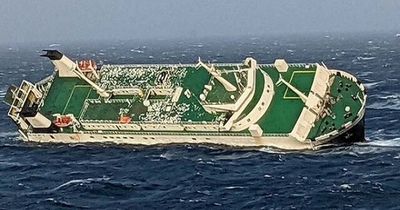 Moment huge cargo ship capsizes in Persian Gulf as 30 crew thrown overboard