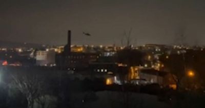 Footage shows SAS Blue Thunder helicopter circle above Bury under cover of darkness