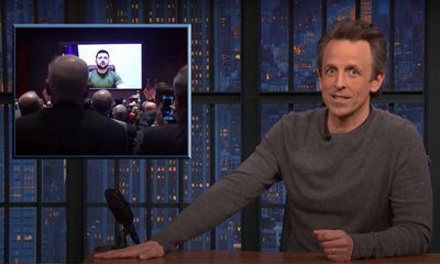 Seth Meyers on Zelenskiy’s speech: ‘Warmest reception anyone has ever received on Zoom’