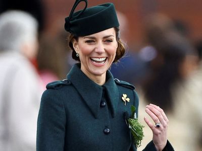 Kate Middleton wears emerald green coat and shamrock for St Patrick’s Day