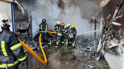 VIDEO: 51 Ukrainian Firefighters Tackle Massive Blaze After Russian Shelling Hits Kharkiv Market