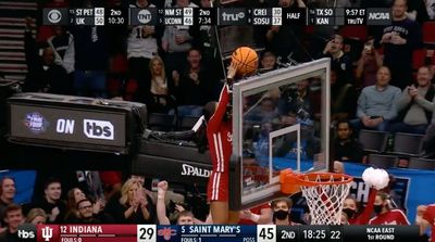 Watch: Indiana Cheerleaders Get Creative to Recover Ball Stuck Behind Backboard