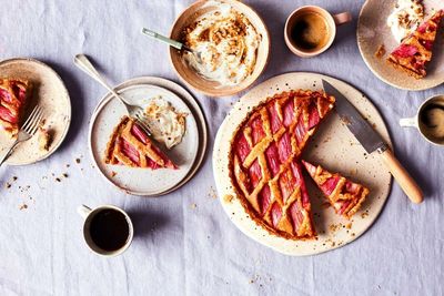 Rukmini Iyer’s recipe for rhubarb and hazelnut frangipane tart