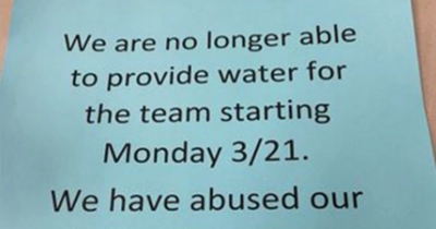 Company informs stunned staff it can no longer provide them water at work