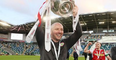 Cliftonville boss Paddy McLaughlin blanking David Healy treble talk after cup triumph