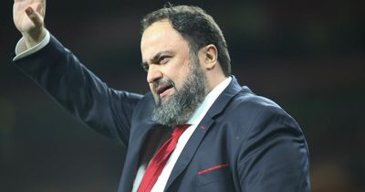 Nottingham Forest owner Evangelos Marinakis shows his support at Liverpool FA Cup tie