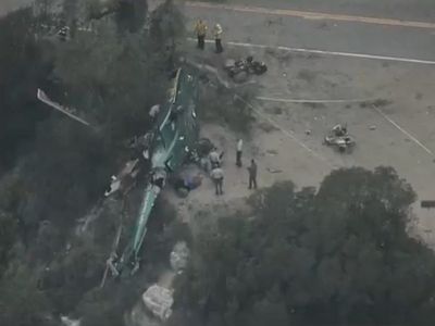 Six injured after LA sheriff’s helicopter crashes in forest en route to car wreck rescue