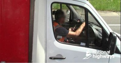 Van driver caught on his phone taunts other vehicle - before realising who they are