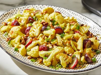 This no-waste curried cauliflower salad has the dressing built in