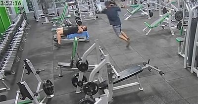 Moment man slammed 20kg weight on gymgoer's head after pretending to fall over