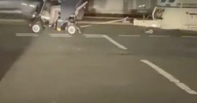 Teen on mobility scooter filmed towing caravan down street leaving drivers in hysterics