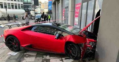Lamborghini driver crashes £150,000 vehicle into car wash leaving it a crumpled mess