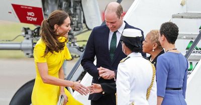 Kate Middleton wows in yellow dress as she battles windy conditions arriving in Jamaica