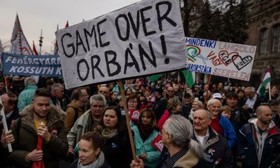 Orbán casts himself as safe choice as ‘cruel, bloody war’ looms over Hungary’s election