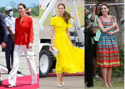 The Duchess of Cambridge wears vintage YSL and custom Roksanda in Jamaica