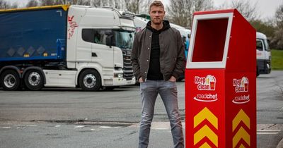 Six foot tall bins installed for truck drivers - and they're as tall as Freddie Flintoff