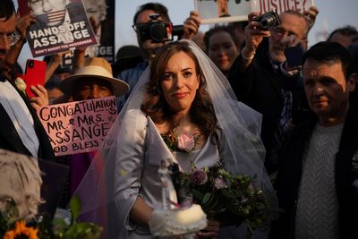 Bride’s tears after marrying Julian Assange in prison wedding