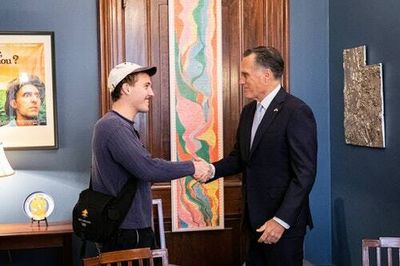 Ritt Momney (musician) finally meets Mitt Romney (butt of the joke)
