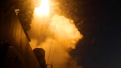 VIDEO: Russian Navy Ship Fires Volley Of Missiles At Ukrainian Positions