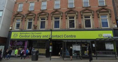 Nottingham Central Library being emptied with books, DVDs, CDs and magazines on sale