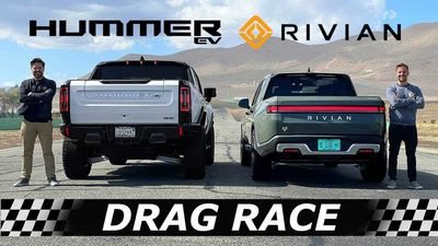 Watch GMC Hummer EV Pickup Vs Rivian R1T Drag & Roll Race